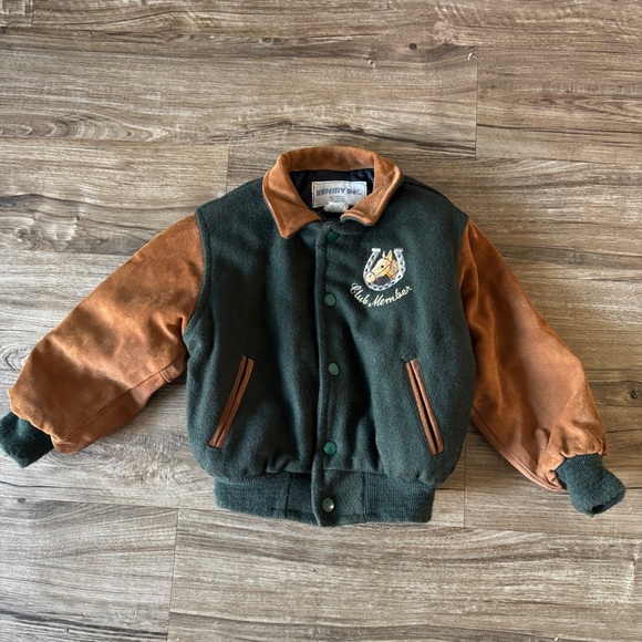 Vintage Other - Vintage kids equestrian club bomber jacket suede two toned size 6 unisex